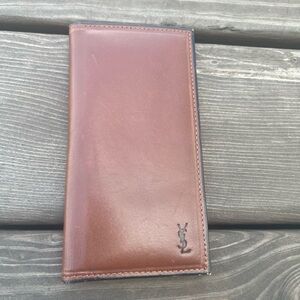 Vintage Yves Saint Laurent brown leather bifold long wallet